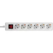 Lindy 6-Way Schuko Mains Power Extension with Switch, White  73103 4002888731034