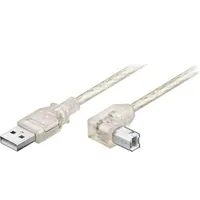 Cable Usb 2.0 A plug,USB B angled plug 0.5M transparent  Usb-Ab90/0.5Tr 93575