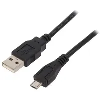 Cable Usb 2.0 A plug,USB B micro plug 0.5M black  Qoltec-50498 50498