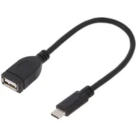 Cable Usb 2.0 A socket,USB C plug nickel plated 0.2M  Usb.c-M/A-F-002 55470