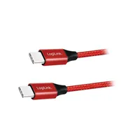 Cable Usb 2.0 C plug,both sides 0.3M red Pvc textile  Cu0155