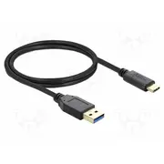 Cable Usb A plug,USB C plug 1M black 22Awg,30Awg 10Gbps  Delock-83870 83870