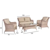 Dārza mēbeļu komplekts Eden galds, dīvāns un 2 krēsli, bēšs  19121 4741243191211