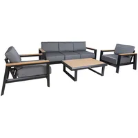 Dārza mēbeļu komplekts Felino galds, dīvāns un 2 atzveltnes krēsli, melns  23524 4741243235243