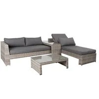 Dārza mēbeļu komplekts Malaga dīvāns ar papildgaldu, atpūtas krēsls, galdiņš, alumīnija rāmis plastikāta pinumu, krās  15403 4741243154032