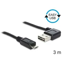 Delock Cable Easy-Usb 2.0-A male leftright angled  Usb 2.0 micro-B 3 m 83384