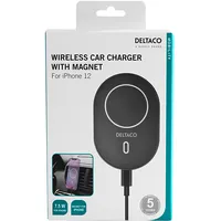 Deltaco bezvadu automašīnas lādētājs ar magnētu, savietojams iPhone 12/13  202110071001 733304805149 Qi-1035