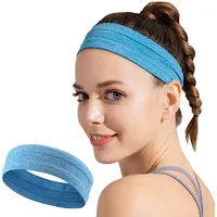 Elastic fabric headband for running fitness blue Head band  9145576257715