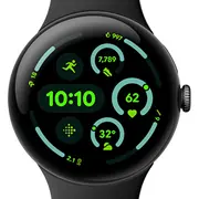 Google Pixel Watch 3 - 45 mm Aluminium mattschwarz intelligente Uhr mit Active Armband Flouroelastomer Obsidian Bandgröße L 32Gb Bluetooth, Wi-Fi 6, Nfc, Uwb 37 g Ga05785-De  840353907058 100503649