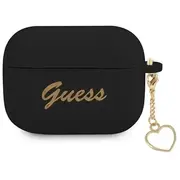 Guess Guaplschsk Airpods Pro cover czarny black Silicone Charm Heart Collection  3666339038984
