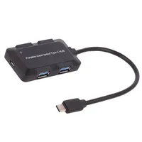 Hub Usb A socket x4,USB C plug 3.1 black 10Gbps 0.2M  Qoltec-50502 50502