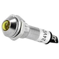 Indicator Led prominent yellow 24Vdc Ø8.2Mm Ip40 metal  Ind8-24Y-A
