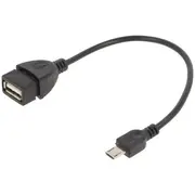 Kabelis Gembird Otg Usb Female - Microusb Male 0.15M Black  A-Otg-Afbm-03 8716309085670