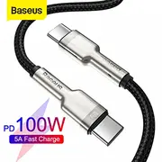 Kabelis Usb C -  datu parsutisanai un uzladesanai lidz 100W 2M melns Cafule Metal Baseus Catjk-D01 6953156202368