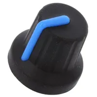 Knob with pointer rubber,plastic Øshaft 6Mm Ø16X15.1Mm black  Fc72603S