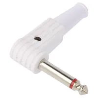 Plug Jack 6,3Mm male mono ways 2 angled 90 for cable white  Fm1105W