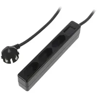 Plug socket strip supply Sockets 3 250Vac 7.5A black 1.5M  Lps229B