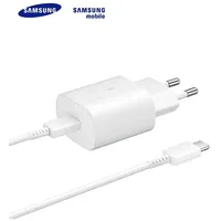 Samsung Ep-Ta800 25W Pd 3.0 Super Fast Type-C Plug 3A Lādētājs  Vads Balta Eu Blister Ep-Ta800Xwegww 8801643979379
