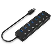 Usb Centrmezgls Gembird 3.1 Powered 7-Port Hub with Switches Black  Uhb-U3P7P-01