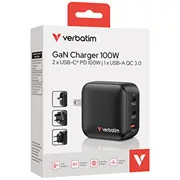 Verbatim Mini Gan Charger 3 Port 100W Eu/Uk/Us  32230 0023942322306 576166