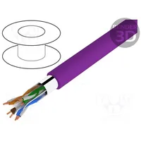 Wire F/Utp 4X2X23Awg 6 solid Cu Lszh violet 100M Øcable 6Mm  Dk-1624-Vh-1