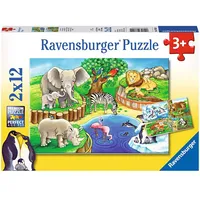 Puzzle 2X12 pcs Animals in Zoo  Wzrvpt0Uc007602 4005556076024 07602