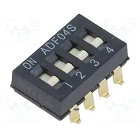 Switch Dip-Switch Poles number 4 On-Off -0.025A/24Vdc Pos 2  1-1825059-3