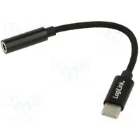 Adapter Jack 3.5Mm 4Pin socket,USB C plug 0.13M black  Ua0398