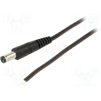 Cable 2X0.35Mm2 wires,DC 5,5/1,7 plug straight black 1.5M  P55-Tt-T035-150Bk