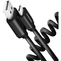 Axagon Data and charging Usb 2.0 cable lengh 0.6M. 3A. Black twisted.  Bucm-Am10Tb
