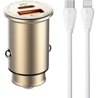 Ldnio C506Q Usb, Usb-C Car charger  - Lightning Cable Type C to ligh 5905316142541