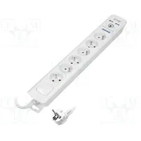 Plug socket strip protective Sockets 6 230Vac 10A white 3M  Or-Ae-13163/3M