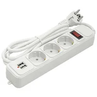 Extension cord 1.8M, 3 sockets  2 Usb, with switch 9990000610402-1 9990000610402