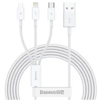 Baseus superior series 3In1 usb cable to lightning, usb-c, micro 3.5A, 1.2M White  13974