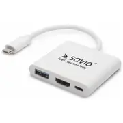 Savio Multimedia Adapteris Type-C to Hdmi 4K  30Hz, 1080P 60Hz Usb 3.0 Ak-48 5901986046271