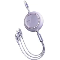 Baseus Bright Mirror flat retractable 3In1 data charging cable Usb - Type C  Lightning micro 3,5 A 1,2 m violet Camlt-Mj05 6953156203976