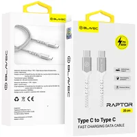 Blavec Cable Raptor braided - Type C to Pd 60W 3A 0,25 metres Cra-Cc3Ws025 white-silver  Kabav1643 5900217422433