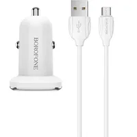 Borofone Car charger Bz12 Lasting Power - 2Xusb 2,4A with Usb to Micro cable white  Ład001157 6931474708663