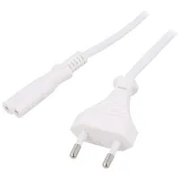 Cable 2X0.75Mm2 Cee 7/16 C plug,IEC C7 female Pvc 1.8M  Kab-Eu-T2-1.8-Wh