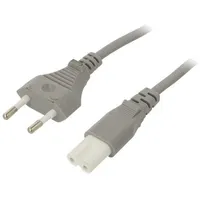 Cable 2X0.75Mm2 Cee 7/16 C plug,IEC C7 female Pvc 1M grey  Sn14-2/07/1Gy