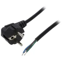 Cable 3X0.5Mm2 Cee 7/7 E/F plug angled,wires Pvc 1.5M 10A  Ak-Ot-01A