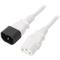 Cable 3X0.75Mm2 Iec C13 female,IEC C14 male Pvc 1M white 10A  Wn111-3/07/1W