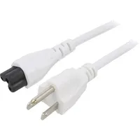 Cable 3X18Awg Iec C5 female,NEMA 5-15 B plug Pvc 1M white  Sn35-3/18/1Wh