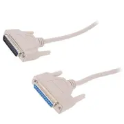 Cable D-Sub 25Pin socket,D-Sub plug 5M beige Core Cu  Ak-610201-050-E