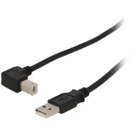 Cable Usb 2.0 A plug,USB B angled plug 0.5M black Pvc  Usb-Ab90/0.5Bk 93016