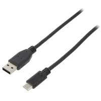 Cable Usb 2.0 A plug,USB C plug nickel plated 0.5M black  Usb.c-M/A-M-005 55467