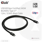 Cable Usb-C To 1.2M/Black Cac-1570 Club3D  8719214473266