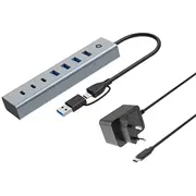 Conceptronic Hubbies20Gp interfeisa centrmezgls Usb 3.2 Gen 1 3.1 Type-C 5000 Mbit/S Pelēks  4015867238295