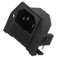 Connector Ac supply socket male 10A 250Vac Iec 60320 C14 E  Pf0030/Pc