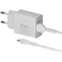 Devia wall charger Smart 2X Usb 2,4A white  Usb-C cable Bra013329 6938595364037